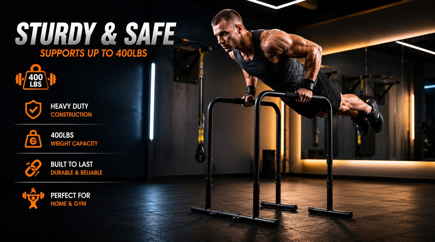 Heavy Duty Adjustable Dip Bar Station for Home Gym & Calisthenics