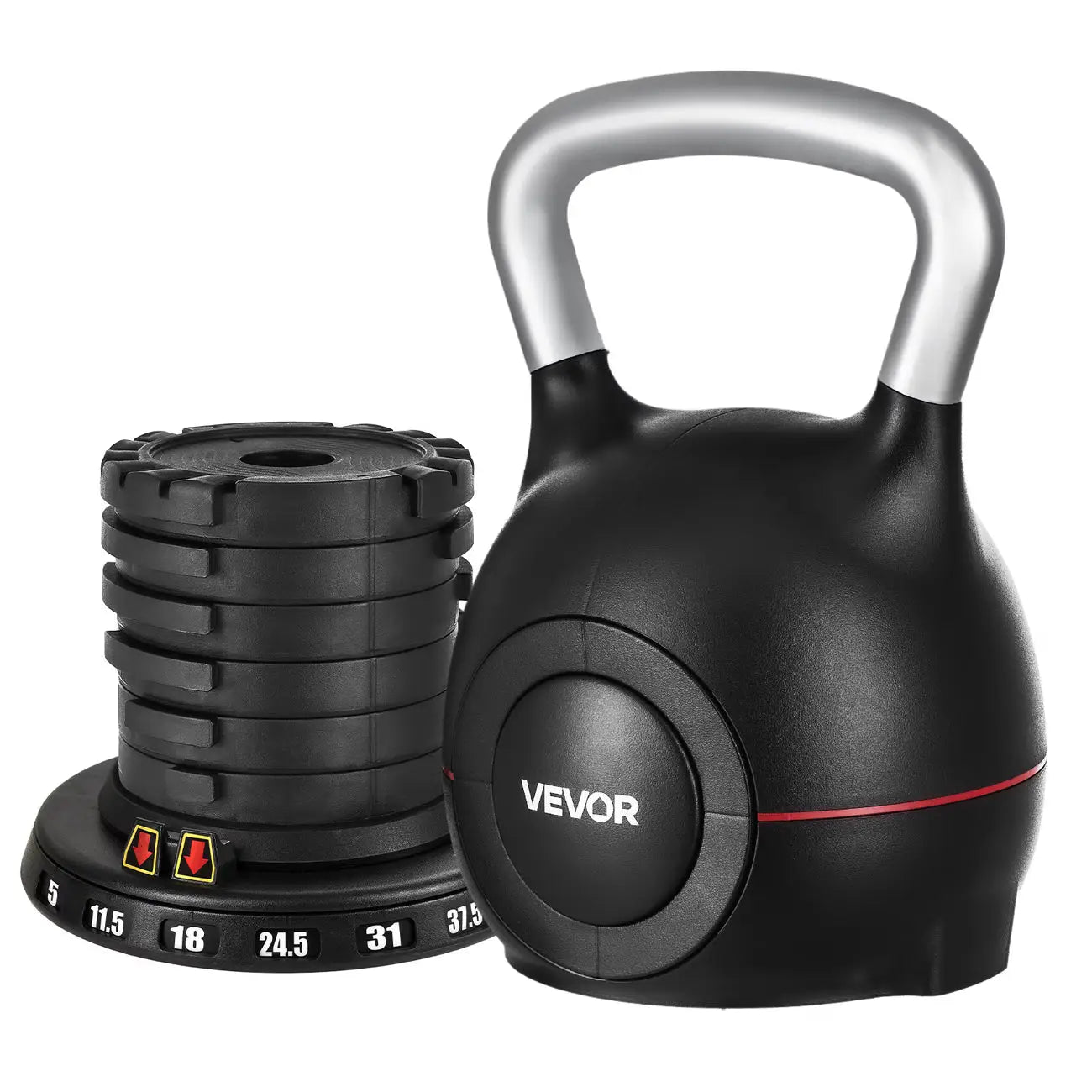 7-Level Adjustable Die-Cast Kettlebell 5–44 LB Fortira Fitness