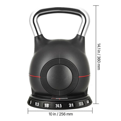 7-Level Adjustable Die-Cast Kettlebell 5–44 LB Fortira Fitness