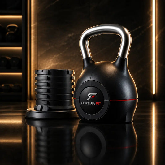 7-Level Adjustable Die-Cast Kettlebell 5–44 LB Fortira Fitness