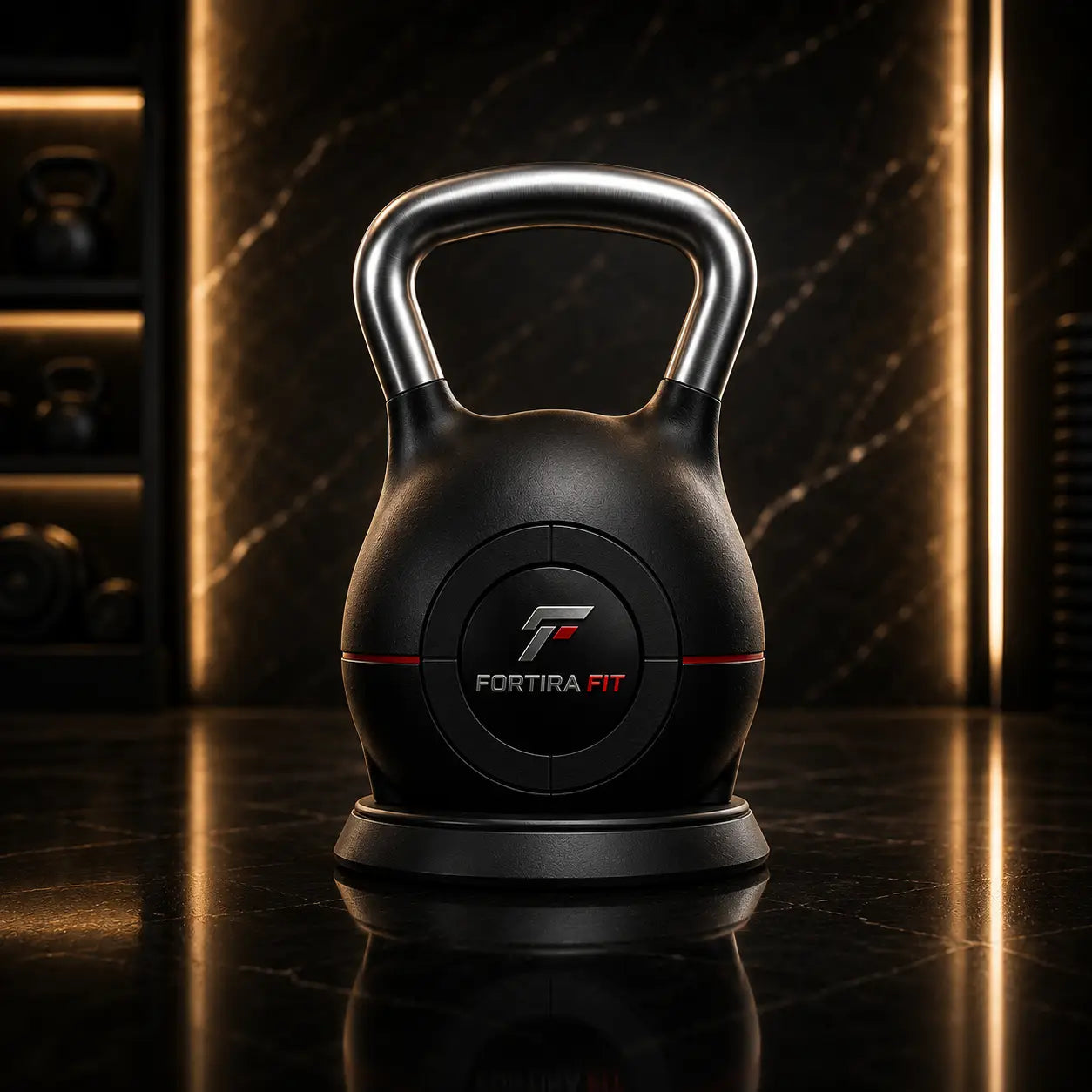 7-Level Adjustable Die-Cast Kettlebell 5–44 LB Fortira Fitness