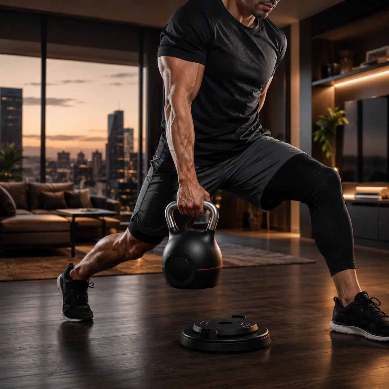 7-Level Adjustable Die-Cast Kettlebell 5–44 LB Fortira Fitness