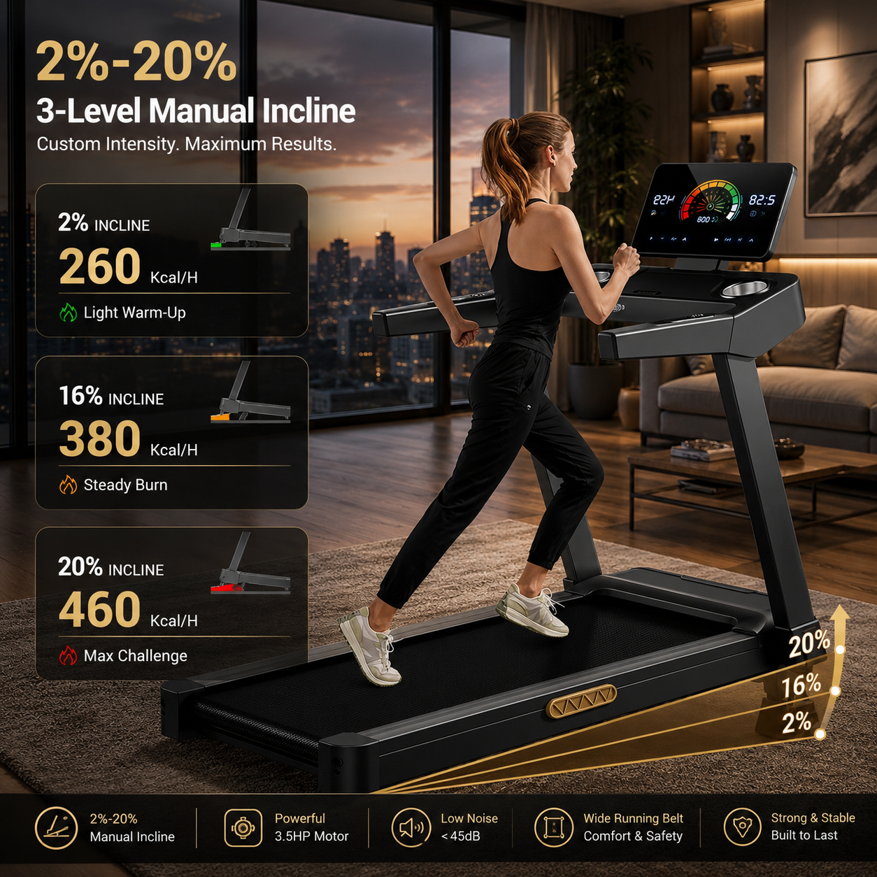 Premium Foldable Incline Treadmill | 3.5HP Motor, 400LB Capacity