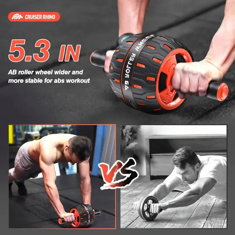 Wide 5.3-inch ab roller wheel for enhanced core stability compared to regular ab wheels, ideal for effective abs workouts