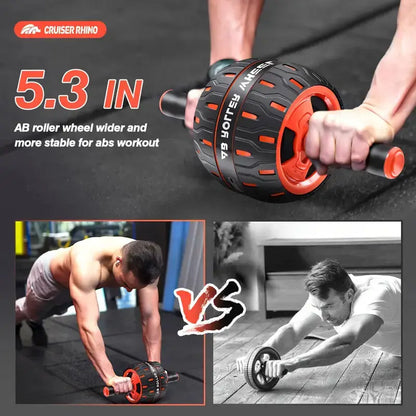 Wide 5.3-inch ab roller wheel for enhanced core stability compared to regular ab wheels, ideal for effective abs workouts