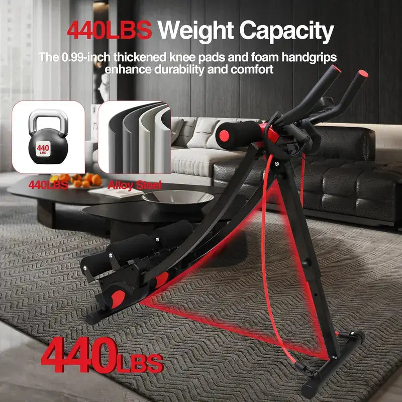 Fitness equipment with 440 lbs weight capacity in a living room setting