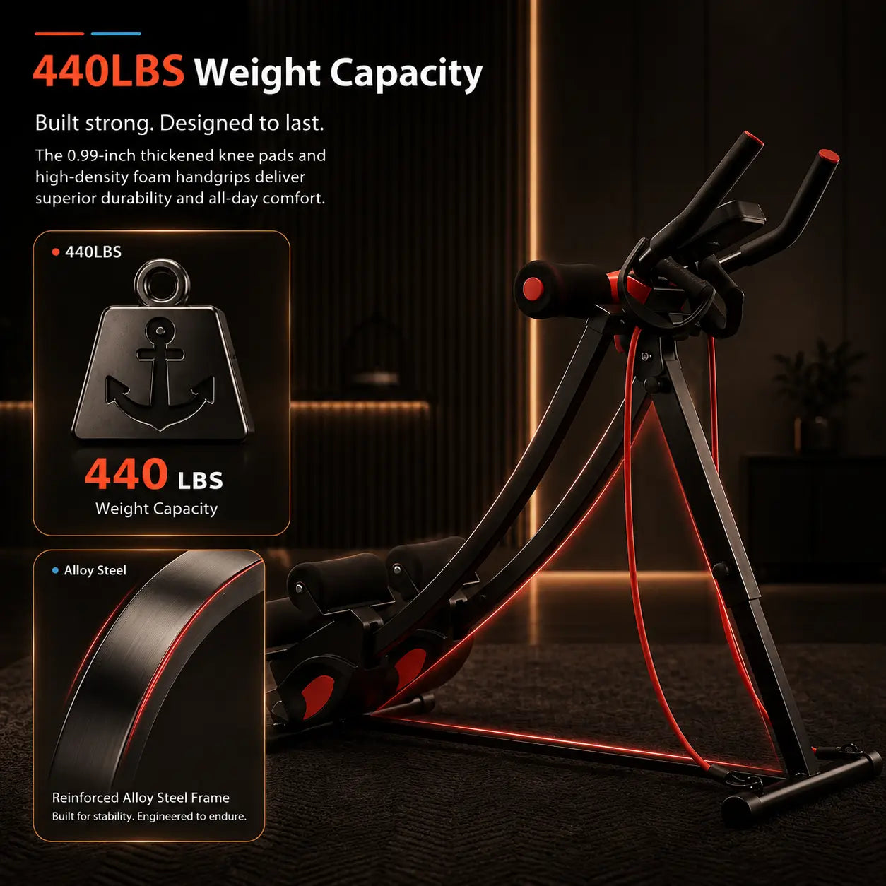 Adjustable Abdominal Strength Trainer for Core Strength and Home Workouts Exos Fitness