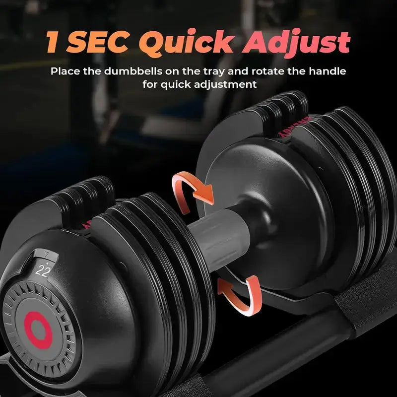 Quick adjustable dumbbell with 1-second twist handle design for fast weight change – ideal for home and gym strength training