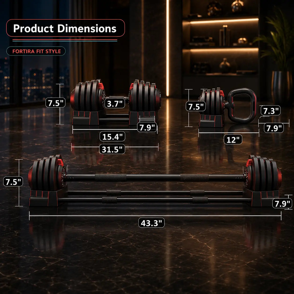 Adjustable Dumbbell, Kettlebell & Barbell Set My Store