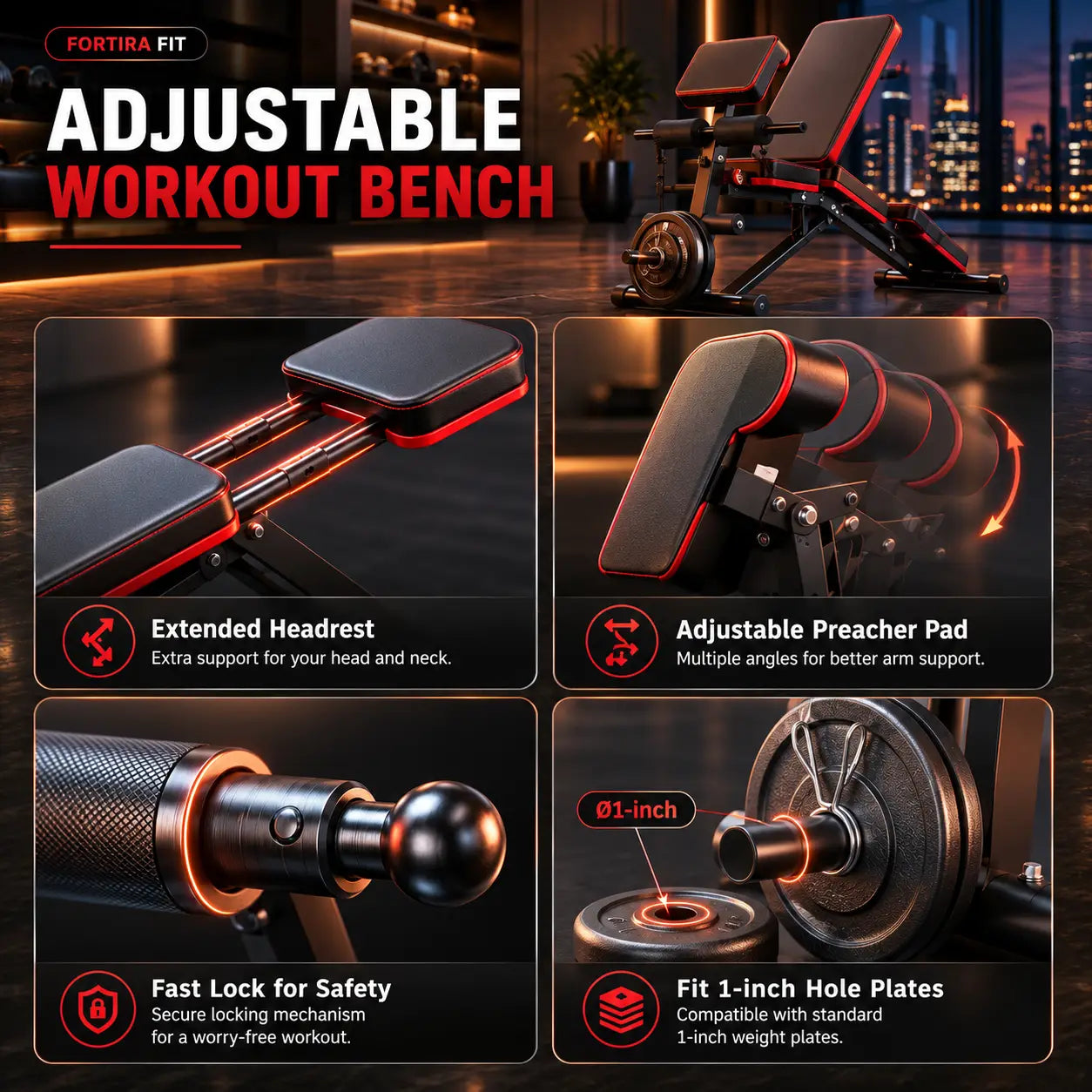 Adjustable Weight Bench Press for Full Body Workout My Store