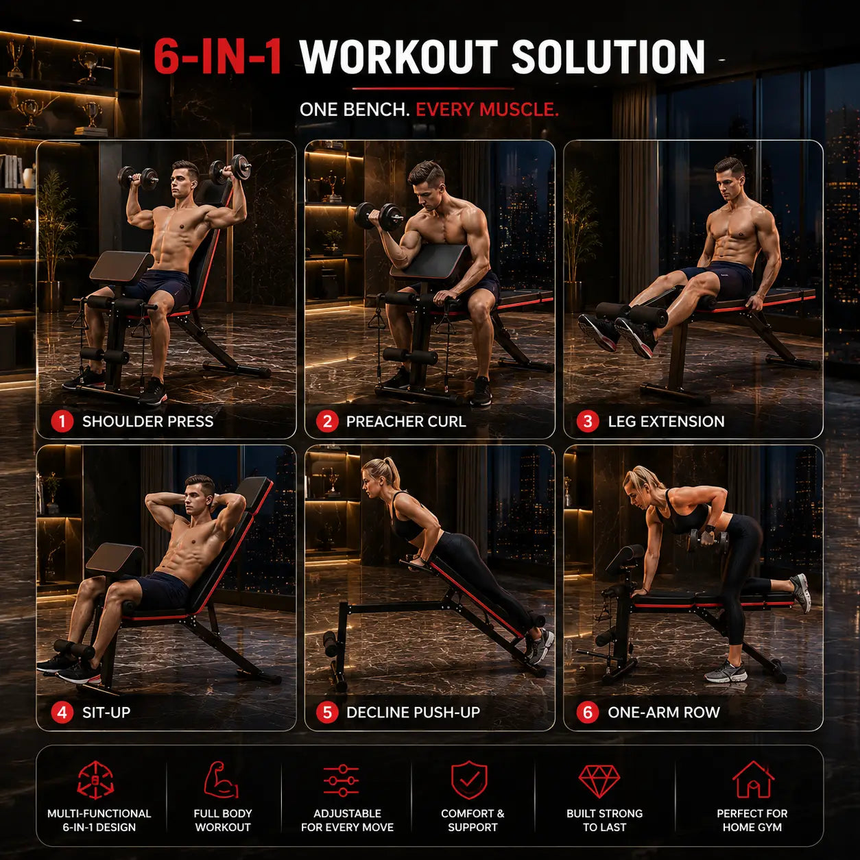 Adjustable Weight Bench Press for Full Body Workout My Store