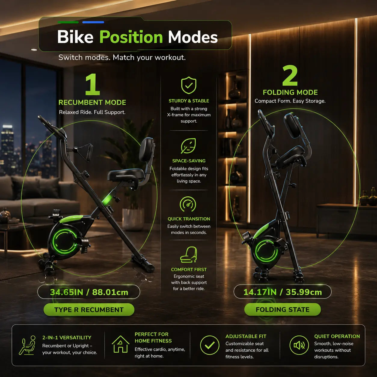 Compact Folding Exercise Bike for Home Cardio and Weight Loss My Store