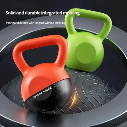 Durable concrete-filled kettlebell with integrated molding for long-lasting strength and reliable performance during intense workouts