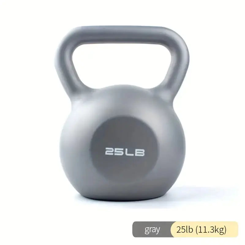 Gray 25lb (11.3kg) kettlebell weight for strength training and full-body workouts
