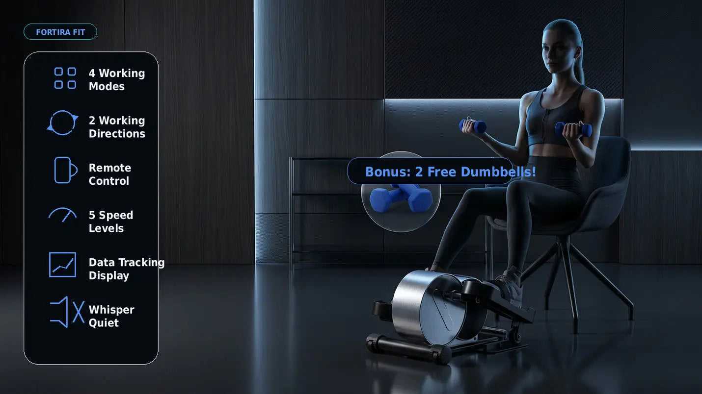 Electric Under Desk Elliptical w/ App and Remote Fortira Fit