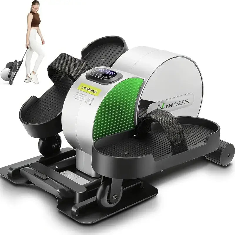 Green compact mini leg exerciser with digital display and carry handle