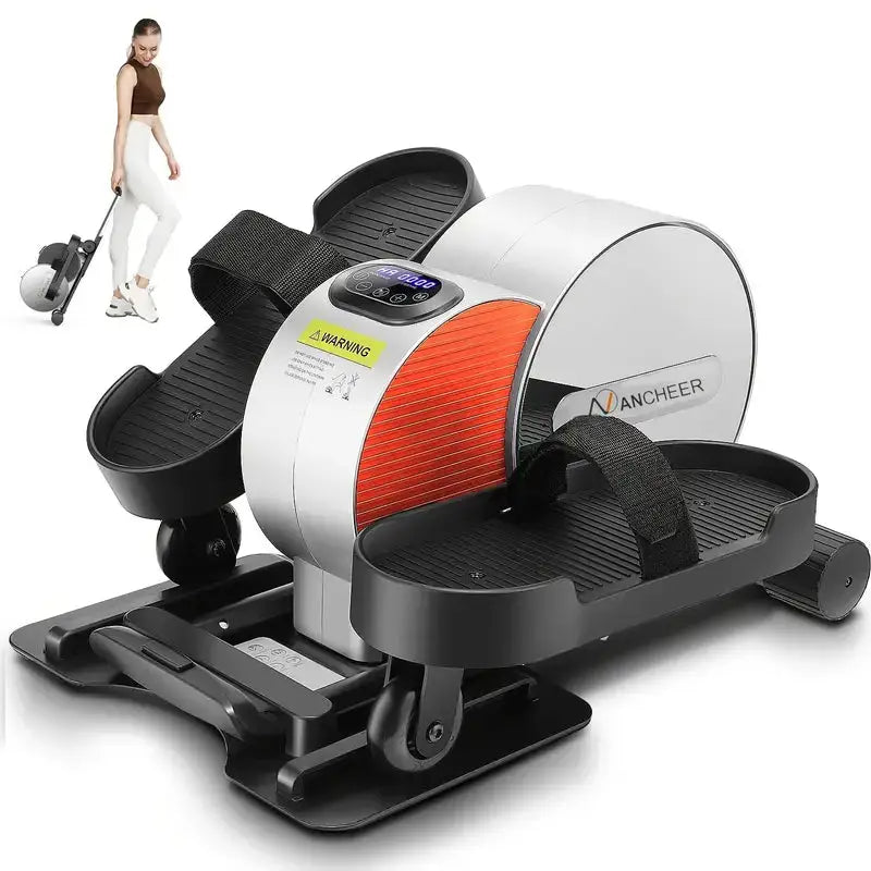 Red portable mini leg exerciser with digital display and carry handle