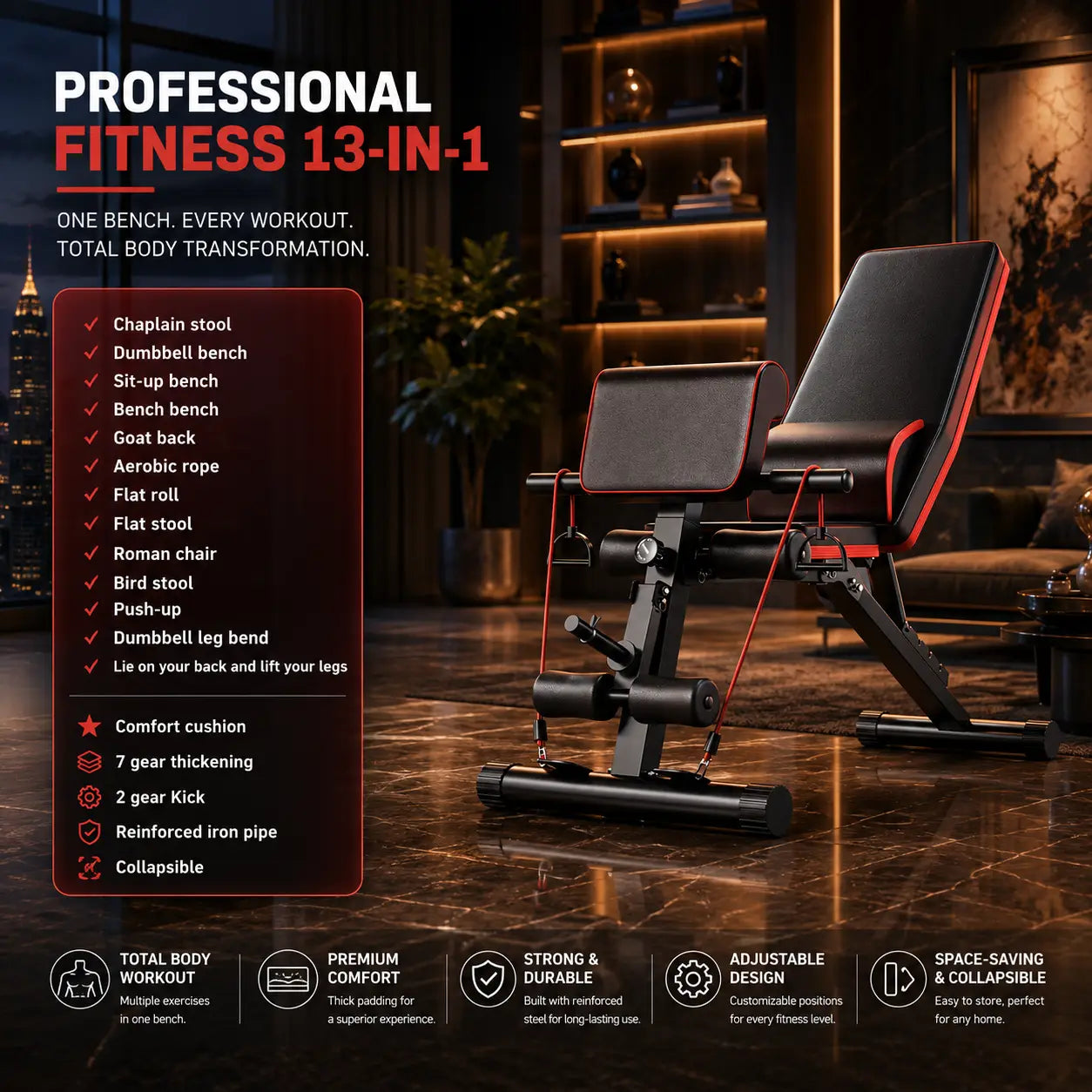 Foldable Dumbbell Stool & Adjustable Bench Press My Store