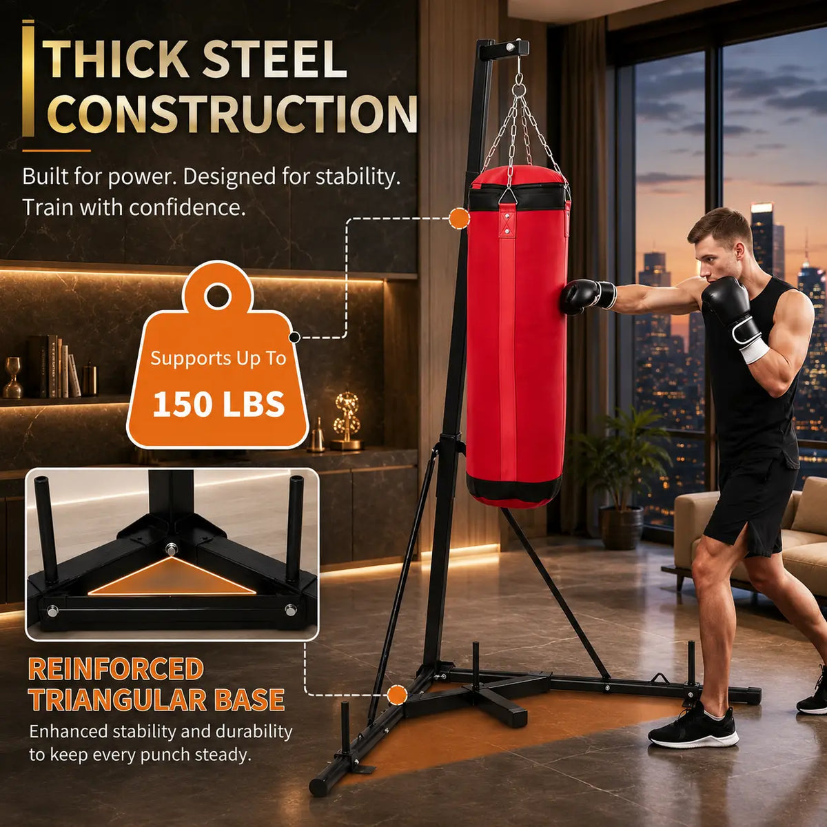 Foldable Heavy Duty Punching Bag Stand for Home Gym Fortira Fitness