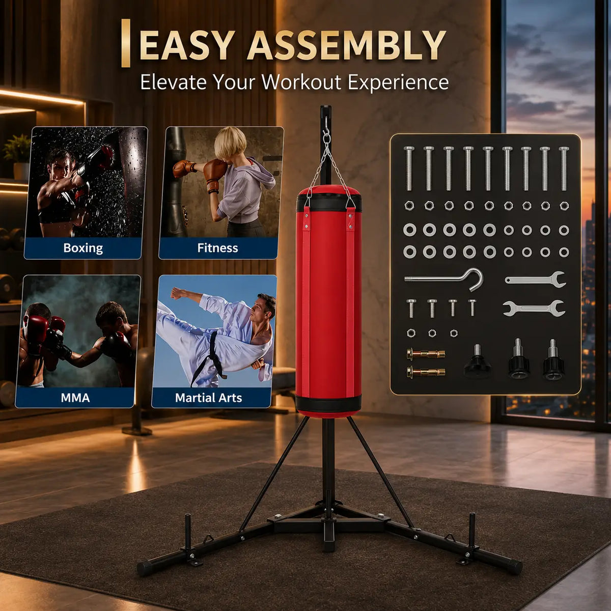 Foldable Heavy Duty Punching Bag Stand for Home Gym Fortira Fitness