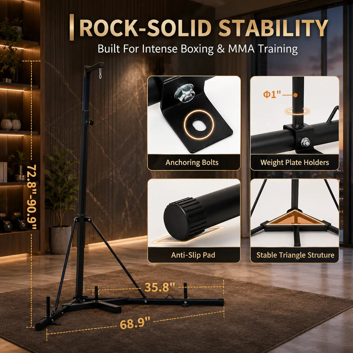 Foldable Heavy Duty Punching Bag Stand for Home Gym Fortira Fitness