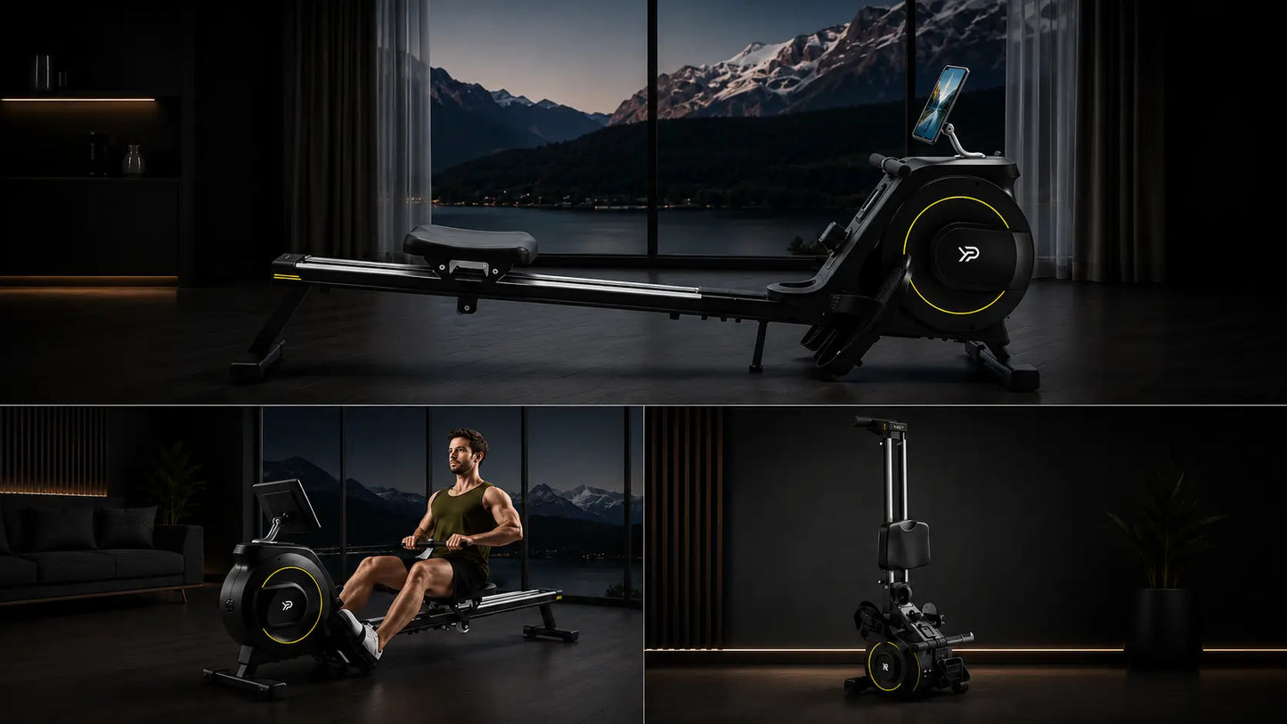 Foldable Magnetic Rowing Machine: Quiet Home Rower, 16 Levels Fortira Fitness