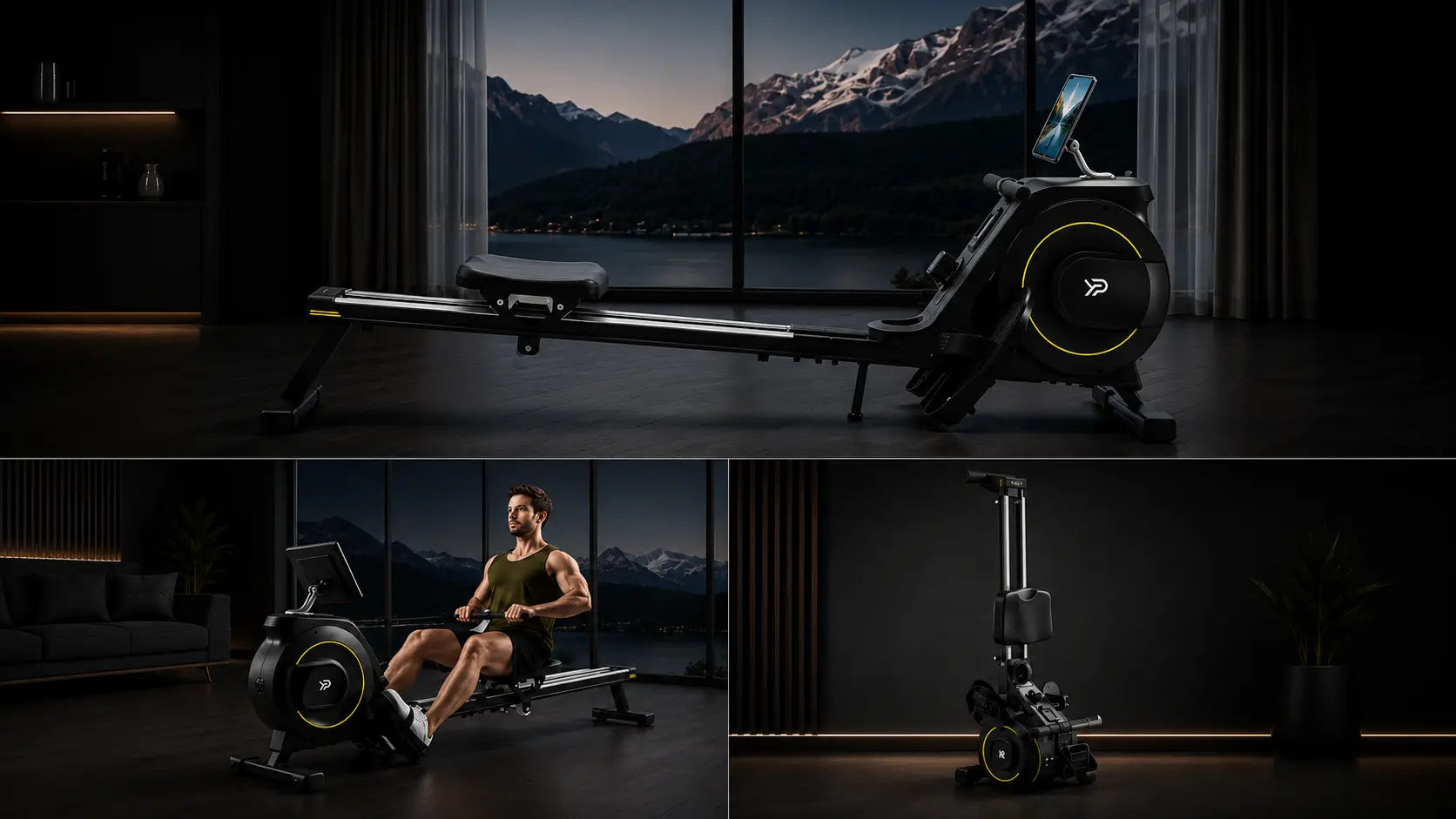 Foldable Magnetic Rowing Machine: Quiet Home Rower, 16 Levels Fortira Fitness
