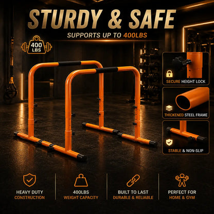 Heavy Duty Adjustable Dip Bar Station for Home Gym & Calisthenics Fortira Fitness
