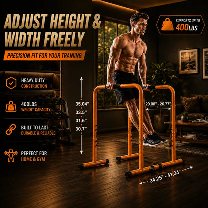 Heavy Duty Adjustable Dip Bar Station for Home Gym & Calisthenics Fortira Fitness