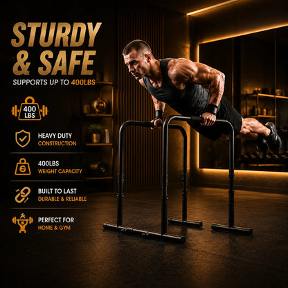 Heavy Duty Adjustable Dip Bar Station for Home Gym & Calisthenics Fortira Fitness