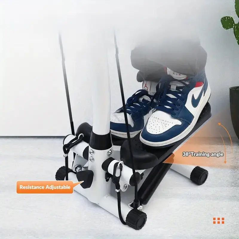 Mini stepper workout machine with adjustable resistance and 38-degree training angle for enhanced cardio and lower body strength training