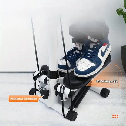 Mini stepper workout machine with adjustable resistance and 38-degree training angle for enhanced cardio and lower body strength training