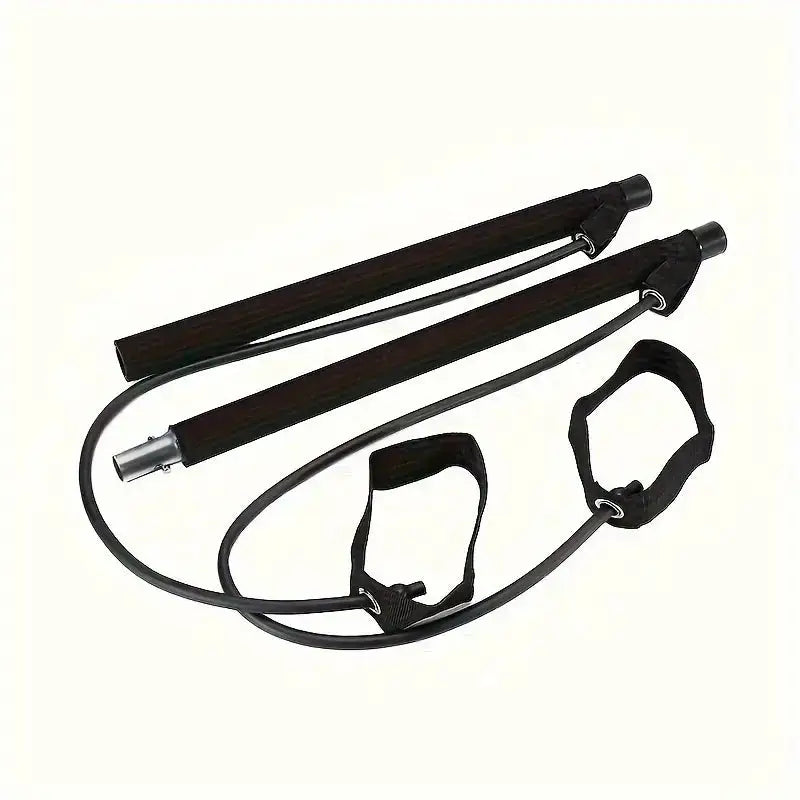 Black exercise band set on a white background