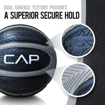 Close-up of CAP medicine ball showcasing dual surface texture for superior grip and secure hold