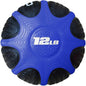 Blue 12-pound textured medicine ball with star-pattern grip for strength and core training workouts