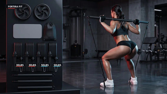 Pilates Bar Kit with Ab Roller Fortira Fitness