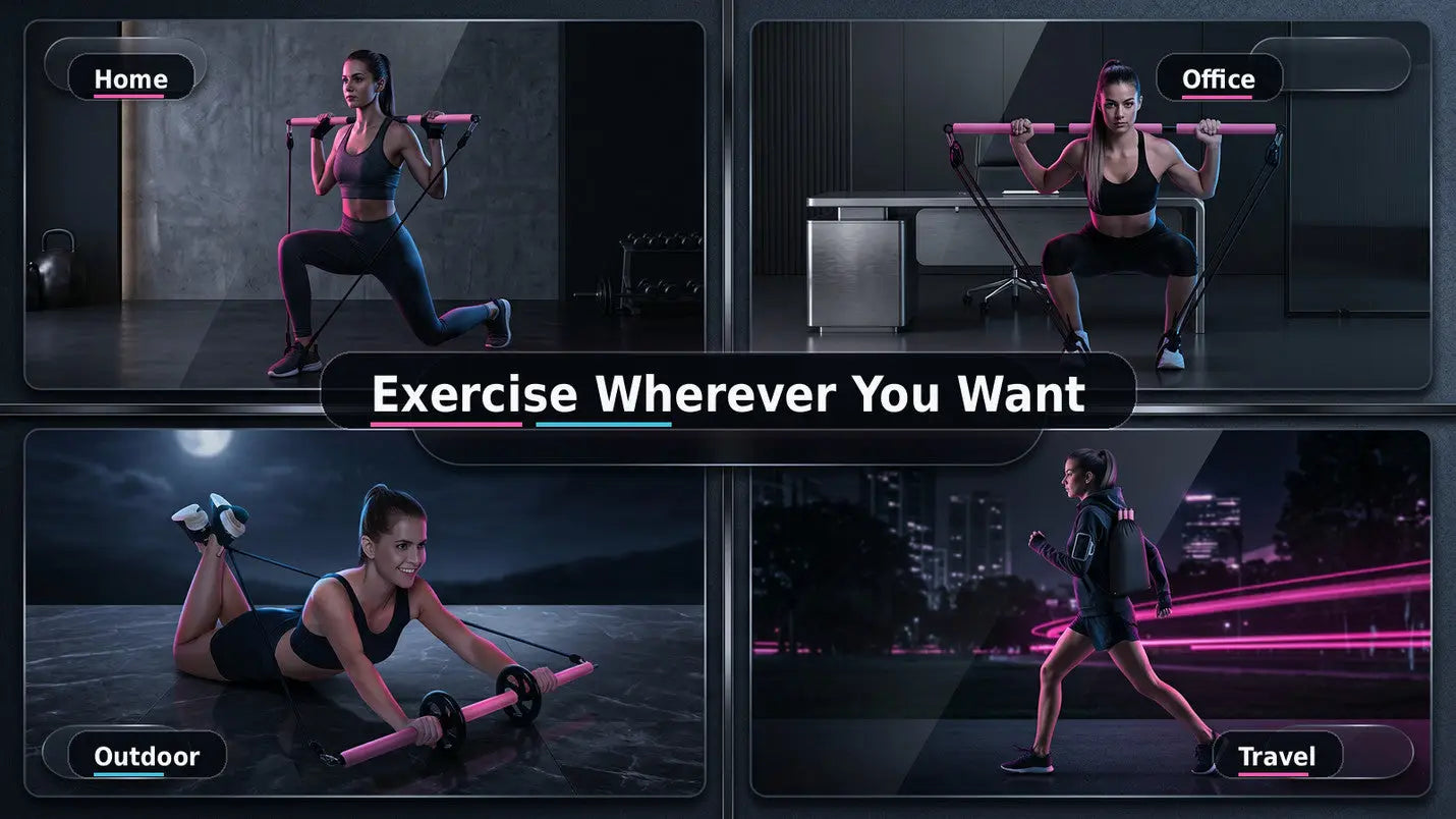Pilates Bar Kit with Ab Roller Fortira Fitness