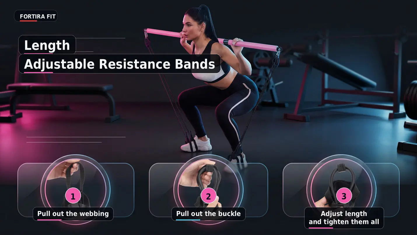 Pilates Bar Kit with Ab Roller Fortira Fitness