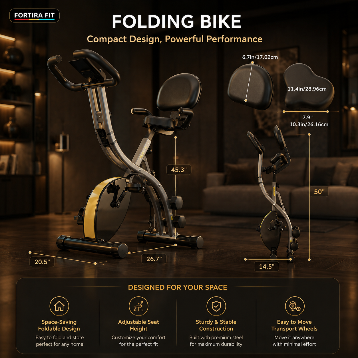Multipurpose Exercise Bike w/ Dumbbells & Resistance Bands Exos Fitness