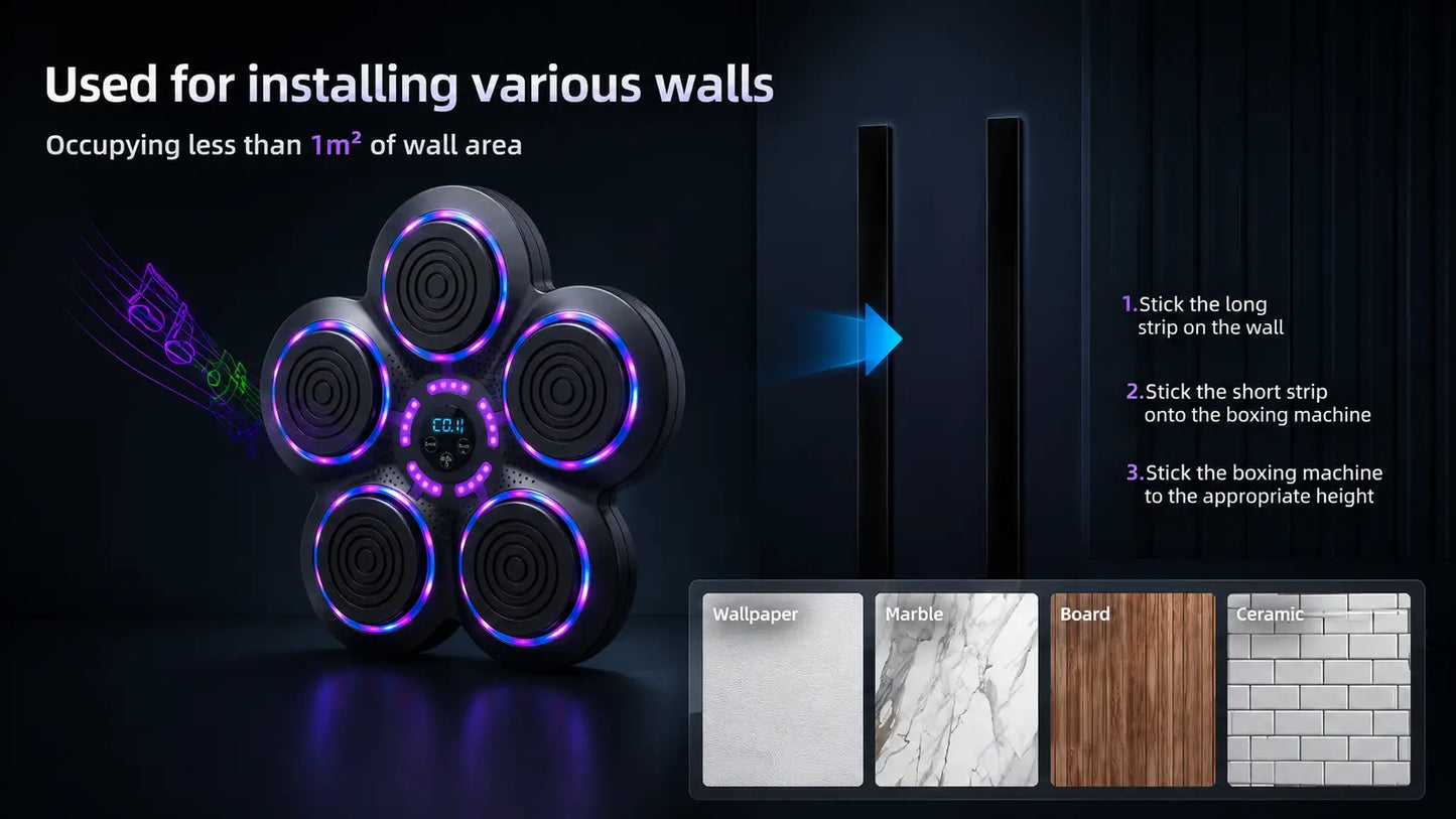 Smart Music Boxing Trainer w/ Bluetooth & LED Reaction Targets Fortira Fitness