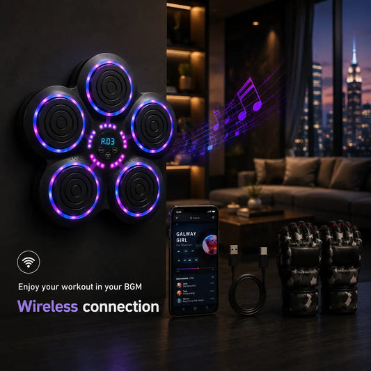 Smart Music Boxing Trainer w/ Bluetooth & LED Reaction Targets Fortira Fitness