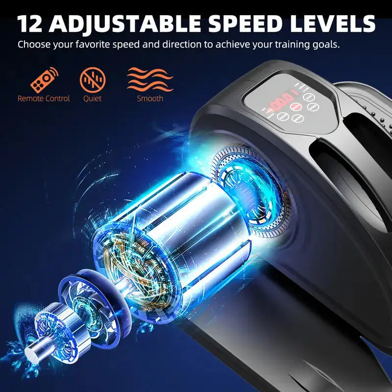 Under desk elliptical exerciser with 12 adjustable speed levels, quiet motor, and remote-control features