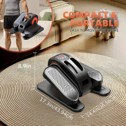Compact and portable under desk elliptical pedal exerciser with dimensions for easy storage and movement at home