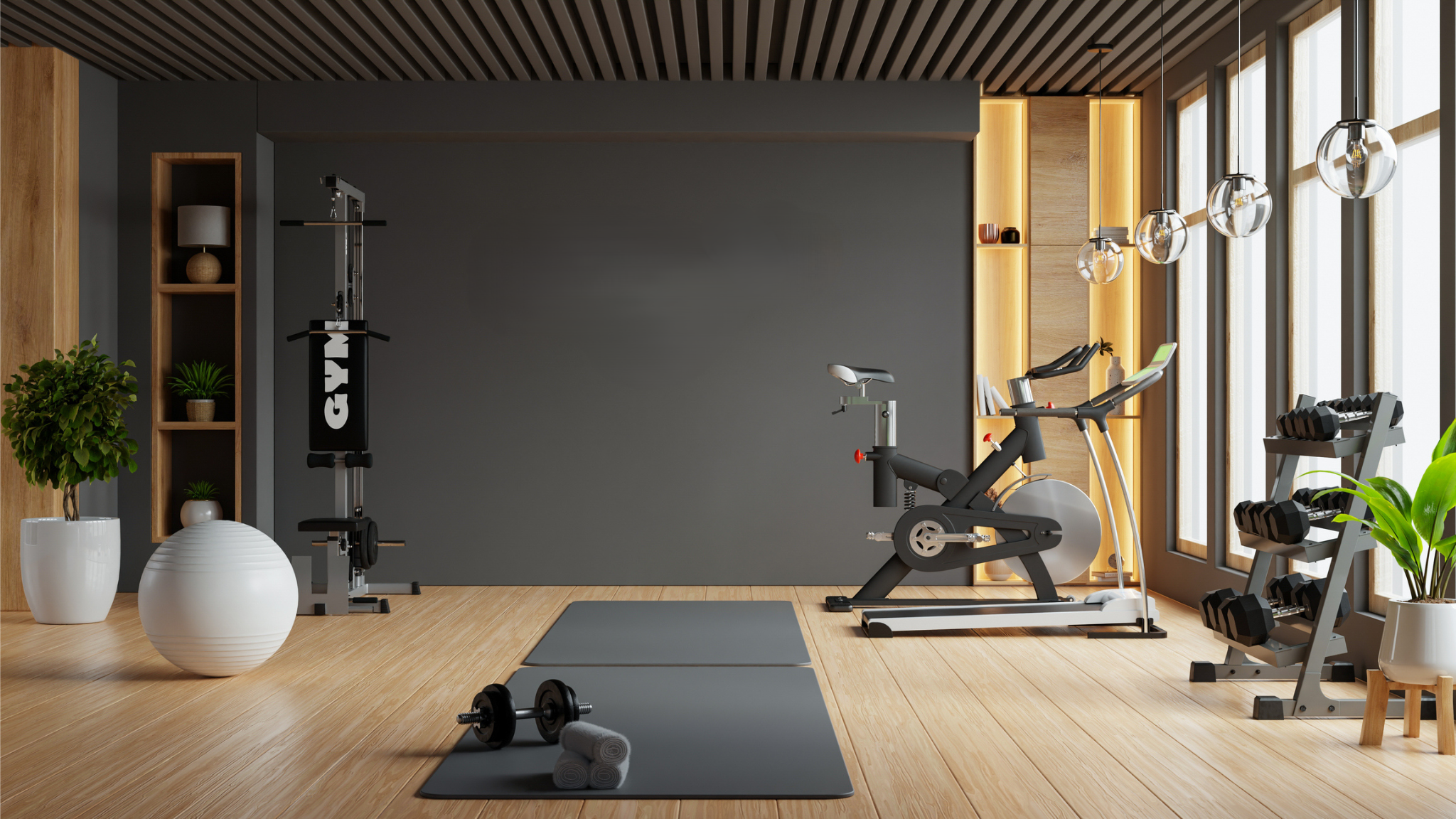 Modern gym interior with exercise equipment and decor- Fortira Fit