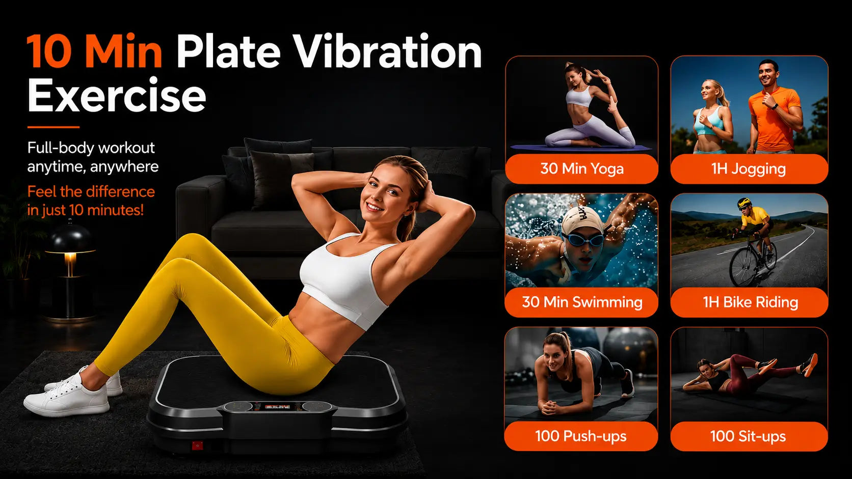 Whole Body Vibration Plate Exercise Machine w/ LED Touch Screen Fortira Fitness